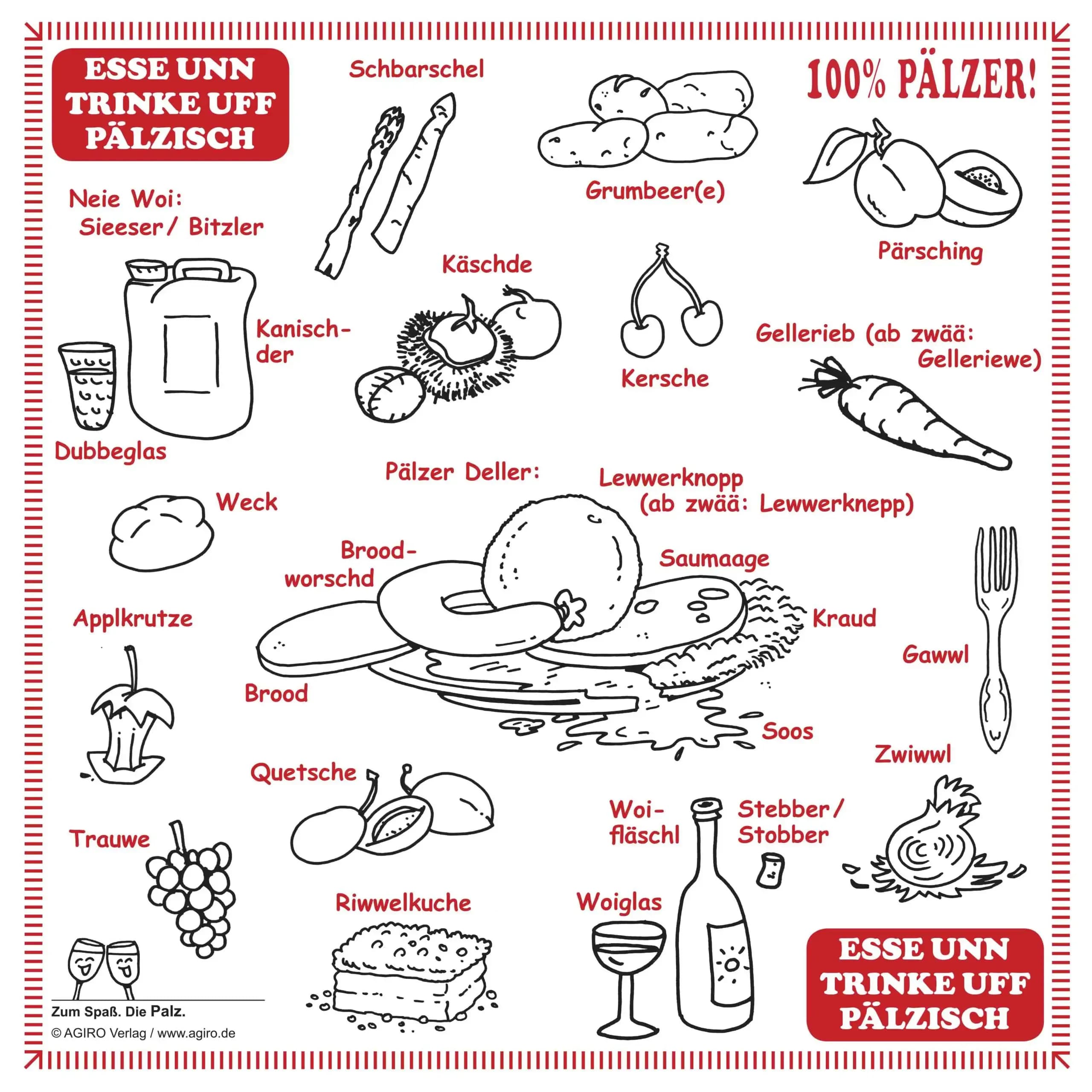 Servietten "Esse unn Trinke uff pälzisch"